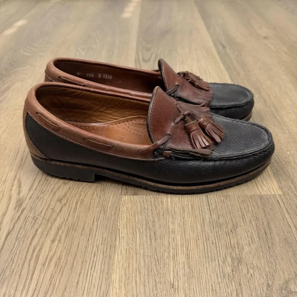 Allen Edmonds Nashua Shoes Mens Size 10.5 D Brown Black Leather Tassel Loafers
